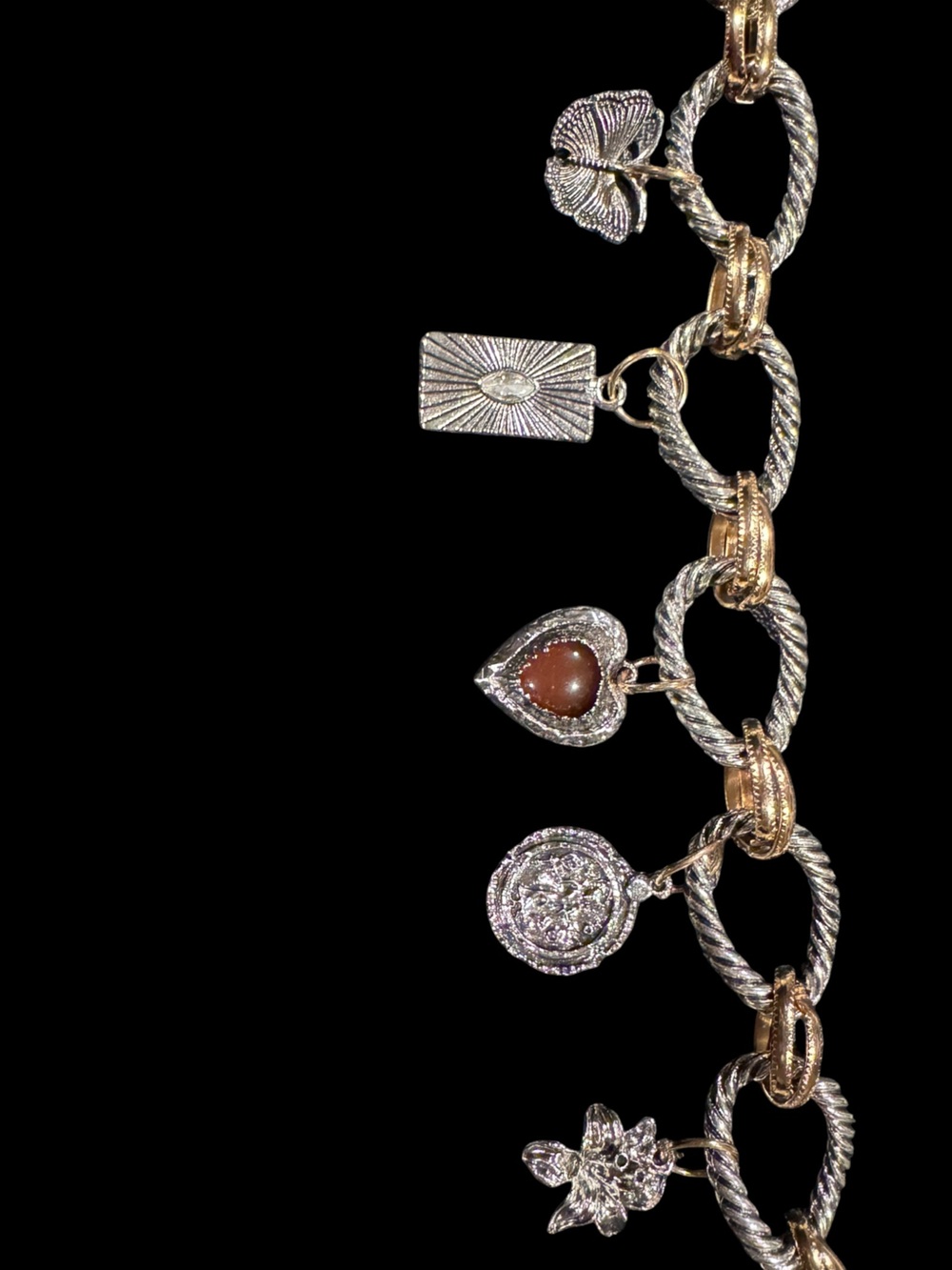 Charm Necklace Two-Tone Rope Link - Picture 8 of 16